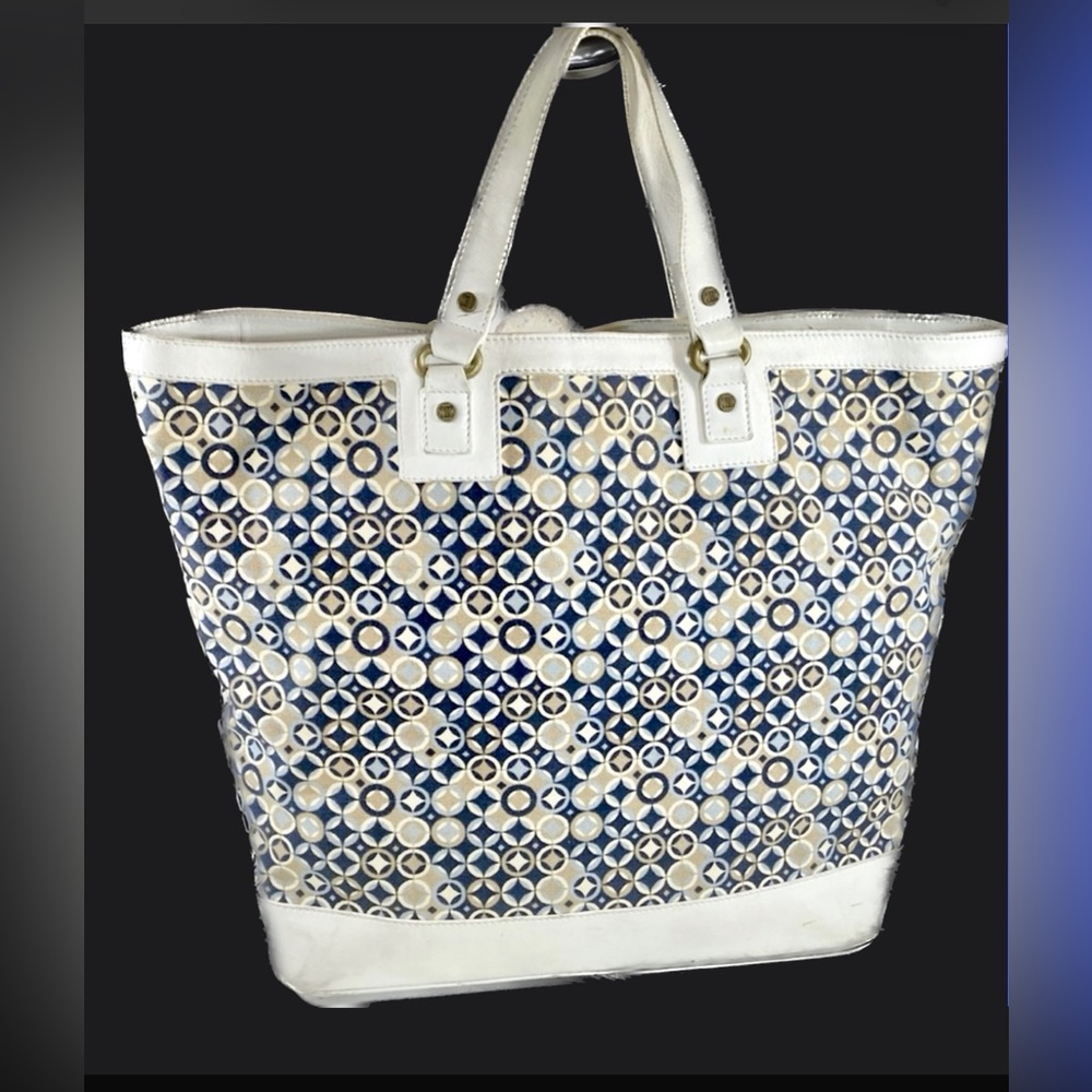 Celine Abstract Canvas & Leather Tote - image 1